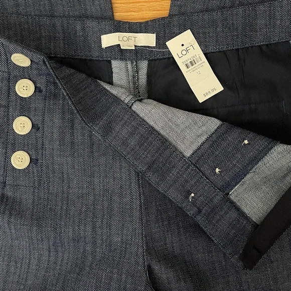 LOFT Curvy Mariner Trouser Pants in Refined Denim Size 12 - Picture 8 of 8